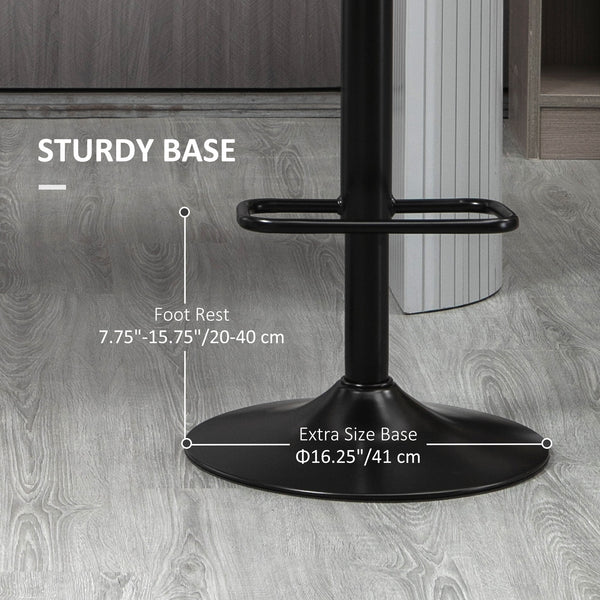 Lot de 2 tabourets de bar pivotants en cuir synthétique réglables avec repose-pieds, noir