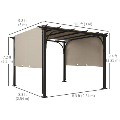 Pergola d'extérieur 10' x 10', abri solaire, structure en acier, beige