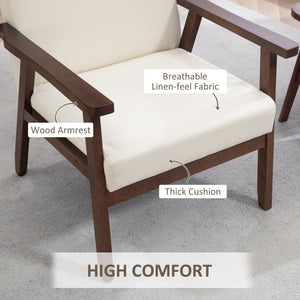 Fauteuils d'appoint modernes avec assise rembourrée, blanc crème
