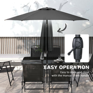 Ensemble de patio 8 pièces avec parasol, noir