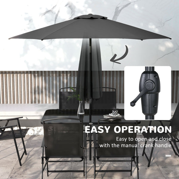 Ensemble de patio 8 pièces avec parasol, noir