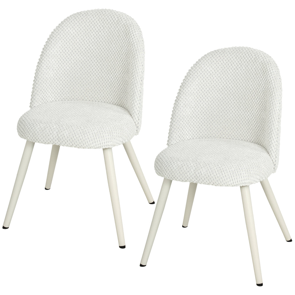 Chaises de salle à manger en velours blanc – Ensemble de 2
