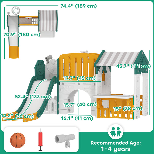 Toboggan 7 en 1 pour tout-petits jaune/vert