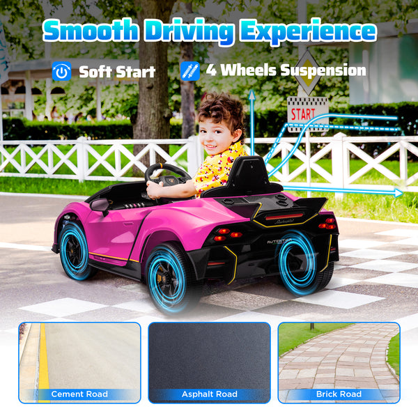 Voiture pour enfants 12V Lamborghini Autentica sous licence avec télécommande, rose