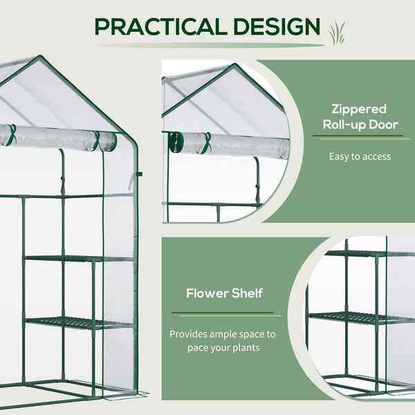 Portable mini greenhouse with 4 shelves