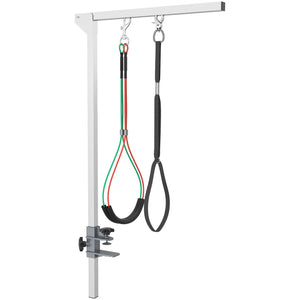 Adjustable grooming arm with clamp, hip supports, and grooming loop