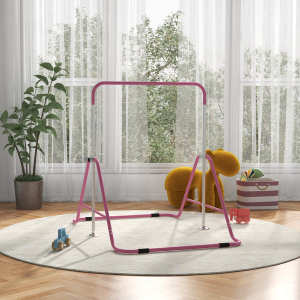 Barre de gymnastique pliable extensible à hauteur réglable, rose