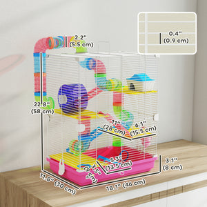 Cage rose à 5 niveaux pour petits hamsters et gerbilles