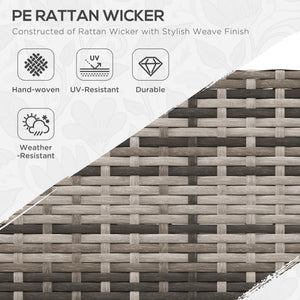 Ensemble de mobilier de jardin 4 pièces en rotin tressé avec canapé d'angle, gris