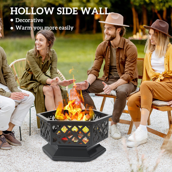 Foyer d'extérieur 28" à bois avec barbecue, pare-étincelles et tisonnier