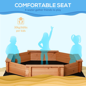 Kids Sandbox with Cover and Seat, Outdoor Children Sand Playset for Backyard, Boys and Girls, Red, 55" x 55" x 8.5"