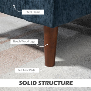 Canapé d'angle moderne avec méridienne amovible, pieds en bois, bleu foncé