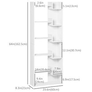Bibliothèque haute à 6 niveaux, étagère de rangement moderne, blanc