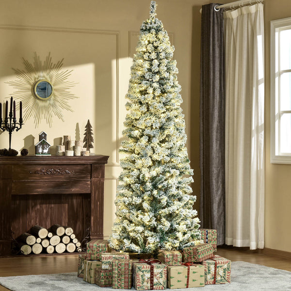 Sapin de Noël givré et pré-éclairé de 7,5 pieds