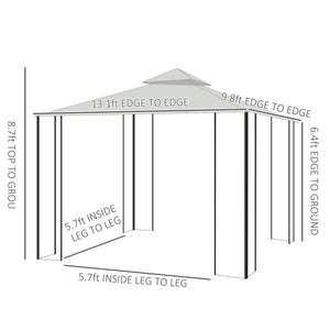 Gazebo 10 x 13 avec toit souple, structure en acier, blanc crème