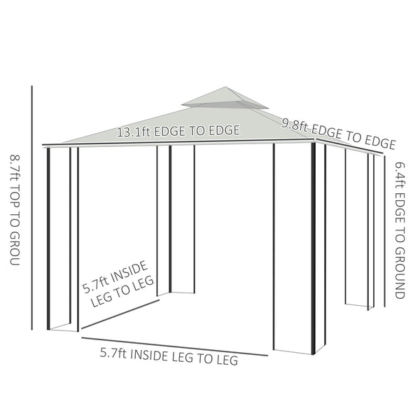 Gazebo 10 x 13 avec toit souple, structure en acier, blanc crème
