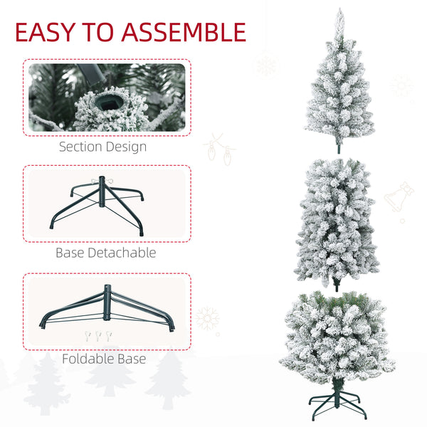 Sapin de Noël crayon de 7 pieds givré avec 687 branches et base en métal