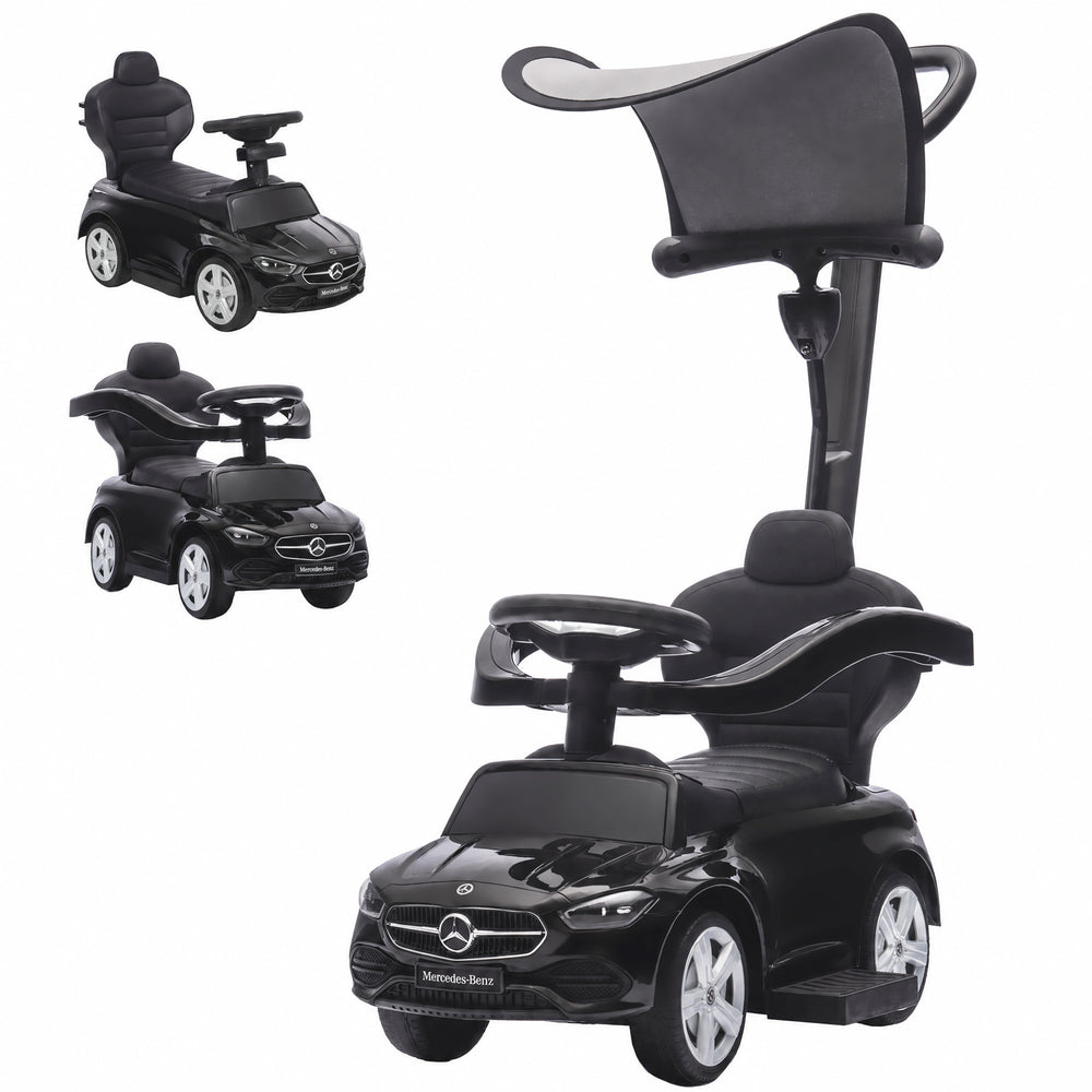 Voiture porteur 3 en 1 avec auvent, 18 à 36 mois, noire