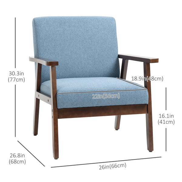 Fauteuils d'appoint avec assise rembourrée en lin, bleu