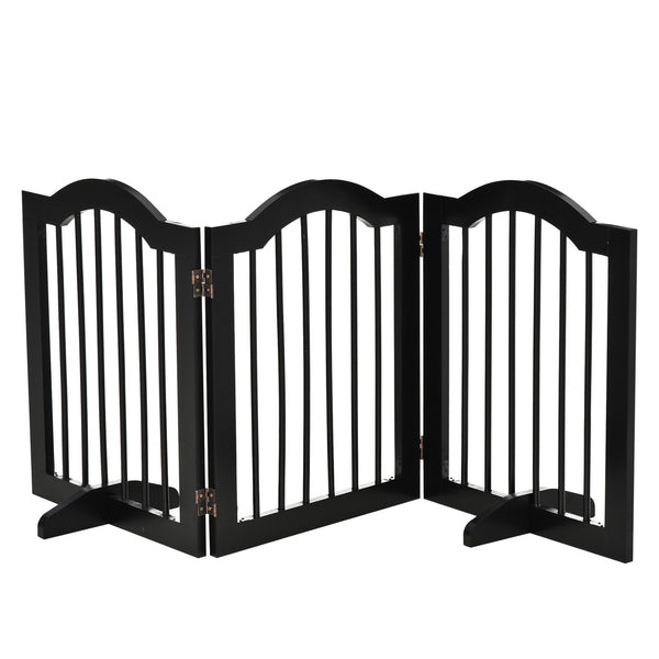 Barrière pour chien pliable à 3 panneaux avec pieds de support, noire