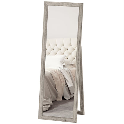 Miroir intégral pour chambre à coucher, salon, grain de bois gris