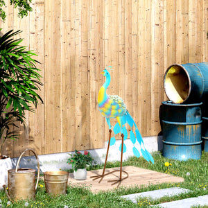 Statue de paon pour jardin, couleurs assorties