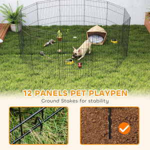 Foldable metal playpen with 12 panels