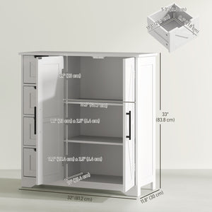 Meuble de salle de bain de style campagnard avec étagère réglable, blanc