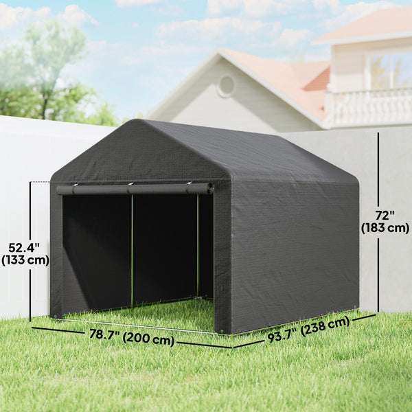 Waterproof portable garden shed with roll-up zip door, dark grey