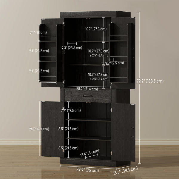 Meuble de rangement style campagnard avec 4 portes de grange, noir