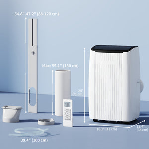 14,000 BTU 5-in-1 Portable Air Conditioner with Cooling, Heating, Dehumidifying, Fan, Sleep Mode, Wi-Fi Voice Control, White