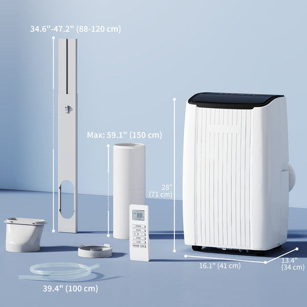 14,000 BTU 5-in-1 Portable Air Conditioner with Cooling, Heating, Dehumidifying, Fan, Sleep Mode, Wi-Fi Voice Control, White