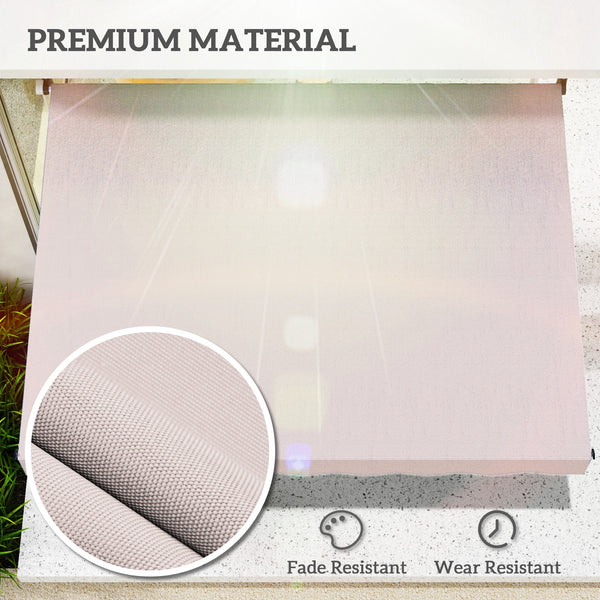6.6'x5' Manual Retractable Patio Awning Window Door Sun Shade Deck Canopy Shelter Water Resistant UV Protector Beige
