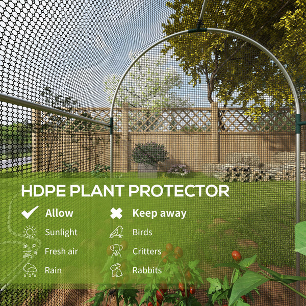 Plant protection tent with zippered door, black