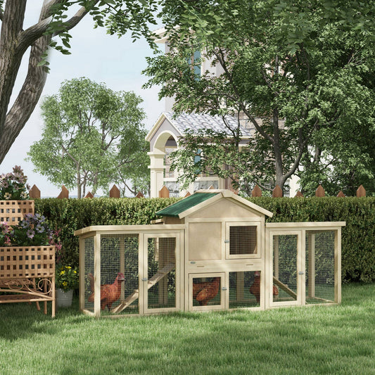 PawHut Wooden Chicken Coop, Large Outdoor Garden Hutch with Nest Box, Run, Ramp and Drawer