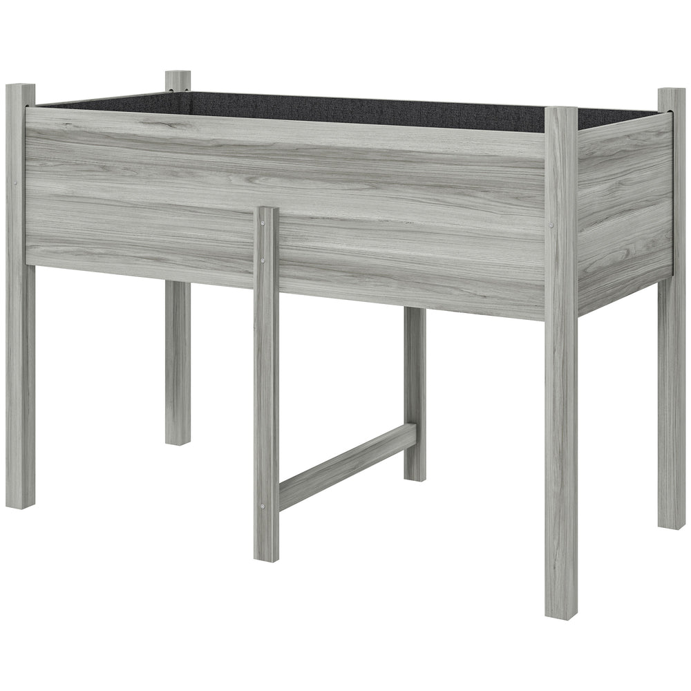 Jardinière surélevée en bois avec trous de drainage pour légumes, fleurs et parterres de jardin extérieurs, 115 x 55 x 80 cm, gris