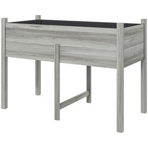 Jardinière surélevée en bois avec trous de drainage pour légumes, fleurs et parterres de jardin extérieurs, 115 x 55 x 80 cm, gris
