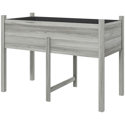 Outsunny Wooden Raised Bed with Drainage Holes for Vegetables, Flowers and Outdoor Garden Beds, 115 x 55 x 80 cm, Grey
