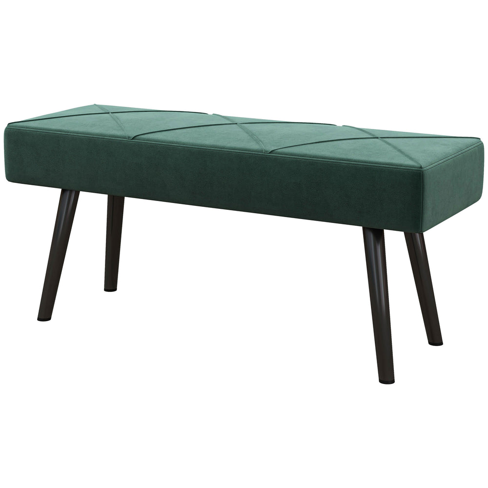 Banc de chambre rembourré moderne avec pieds en acier, vert