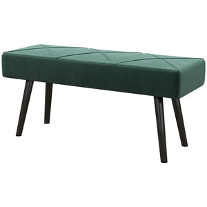 Banc de chambre rembourré moderne avec pieds en acier, vert