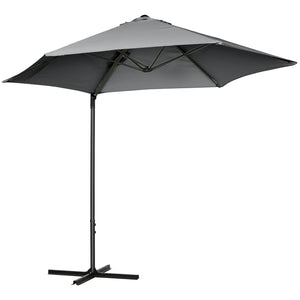 Parasol déporté de 8,5 pieds avec rotation à 360° et base en croix, gris foncé