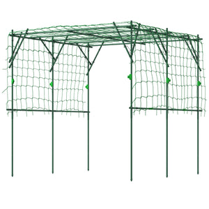 Arche de jardin pour concombres grimpants avec filet de support, vert
