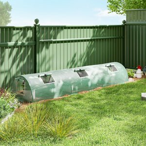Portable mini greenhouse with 5 mesh windows and steel frame