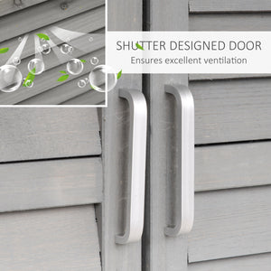 Abri de jardin en bois avec 2 portes, gris