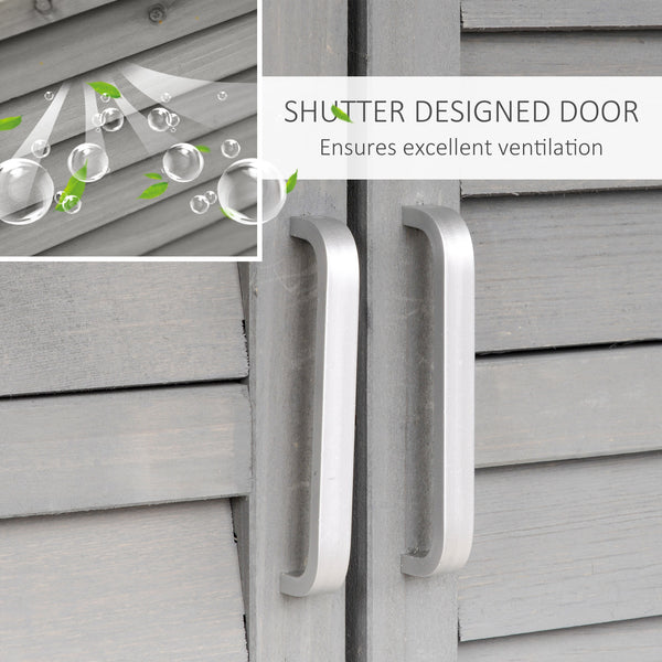 Abri de jardin en bois avec 2 portes, gris