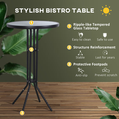 Ensemble de bar de patio 3 pièces avec 2 tabourets de bar et 1 table de bar en verre trempé, beige