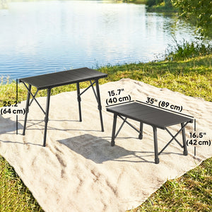 Folding picnic table with removable trays and non-slip feet