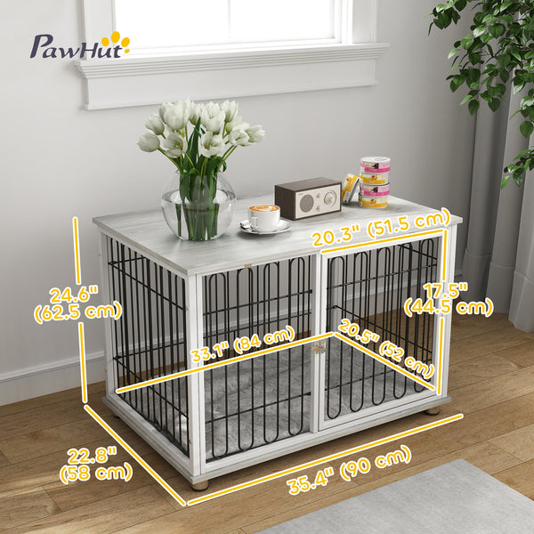 Meuble cage avec coussin lavable, gris