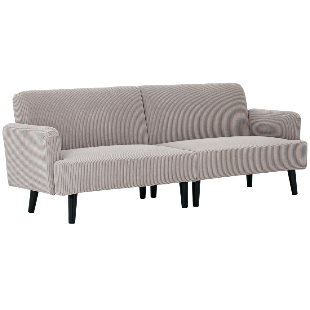 Canapé 3 places en velours côtelé avec pieds en hévéa et assise extra-large, gris clair