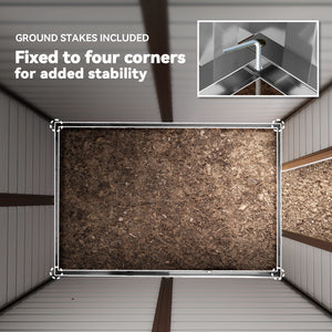 Garden shed with sloping roof and lockable door, grey and white